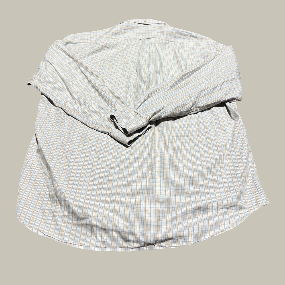 Faconnable Mens Plaid Button Down Shirt Size M Blue Orange Cotton Made in USA - Picture 2 of 13
